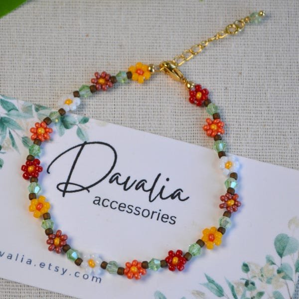 Meadowmix Autumn daisy flower bracelet